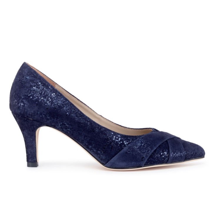 Capollini Wyona Navy Nubuck Leather Wide Fit Court Shoes