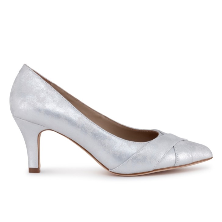 Capollini Wyona Silver Nubuck Leather Wide Fit Court Shoes