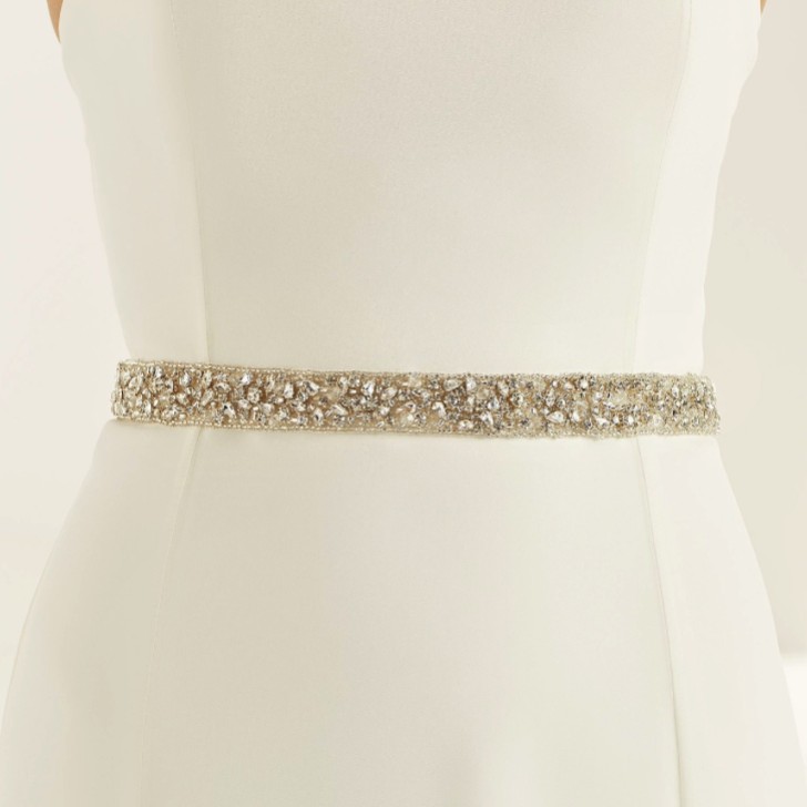 Ceinture de robe de mariée en cristal étincelant Bianco