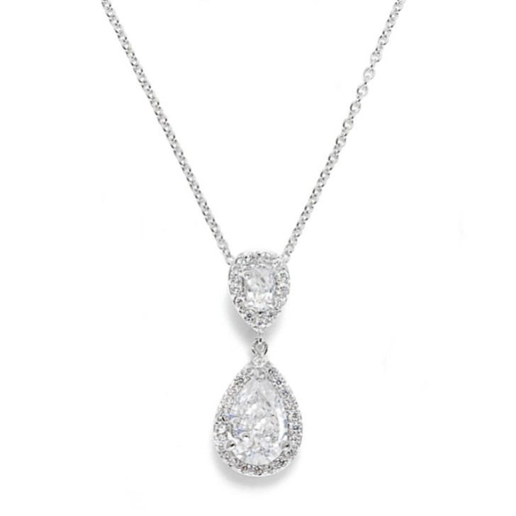 Celeste Crystal Embellished Pendant Necklace (Silver)