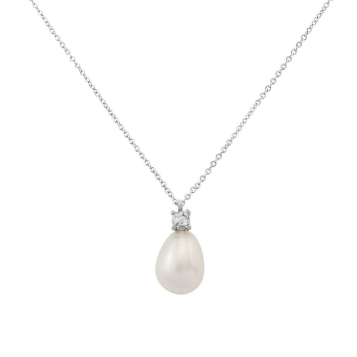 Dolci Silver Teardrop Pearl Pendant Necklace