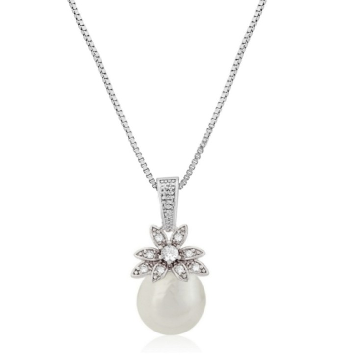 Eleanor Vintage Inspired Crystal and Pearl Pendant Necklace