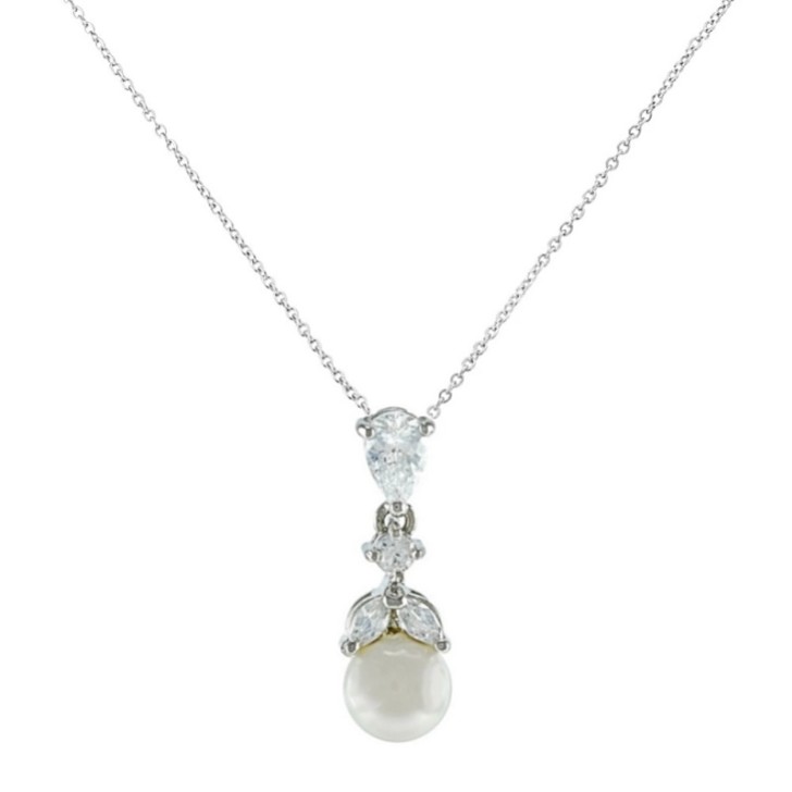 Elegance Kristall und Perle Hochzeit Anhänger Halskette