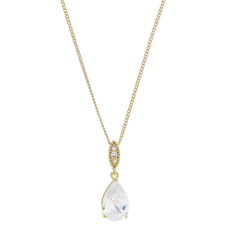 Ellie Gold Teardrop Crystal Pendant