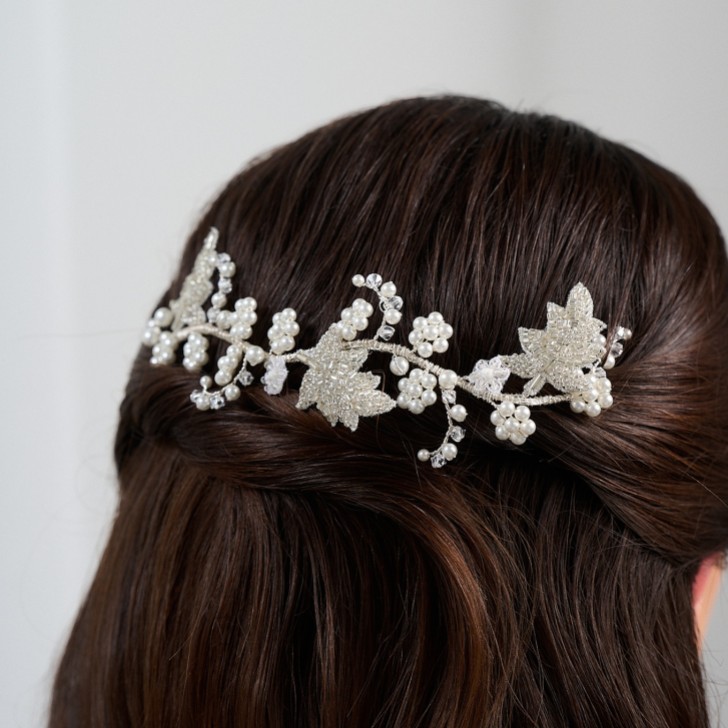 Elouise Perlen Blätter und Elfenbein Perle Vintage inspiriert Haar Rebe