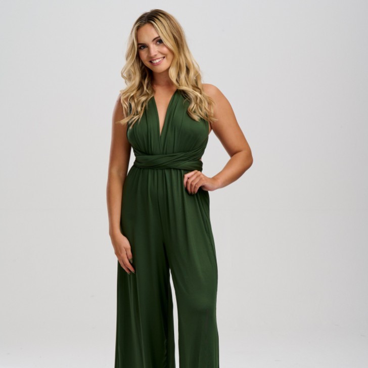 Emily Rose Olive Green Multiway Bridesmaid Jumpsuit (One Size)