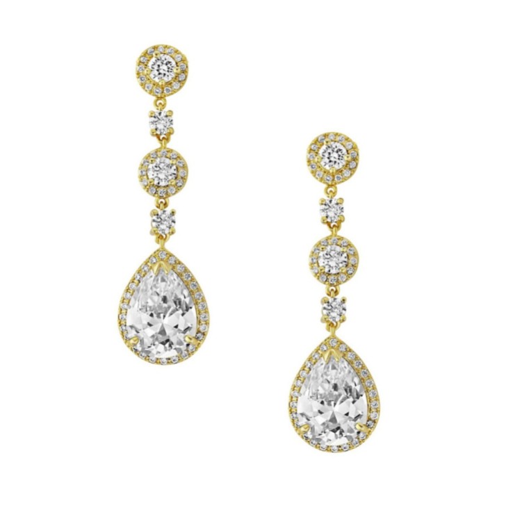 Eternal Chandelier Crystal Wedding Earrings (Gold)