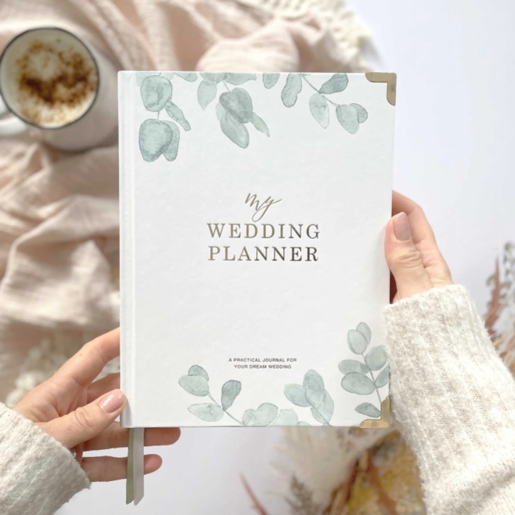 Eukalyptus Luxus Hochzeit Planer Buch mit vergoldeten Kanten