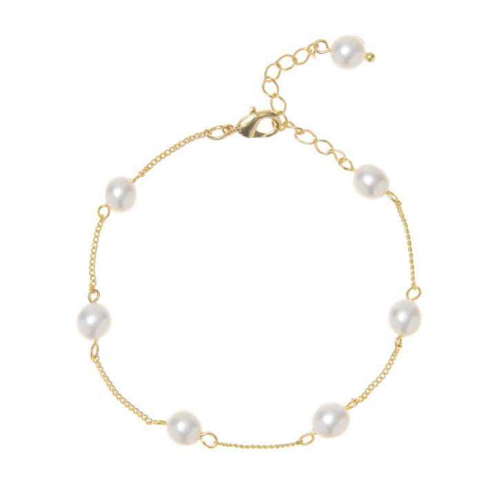 Evie Gold Dainty Pearl Chain Bracelet