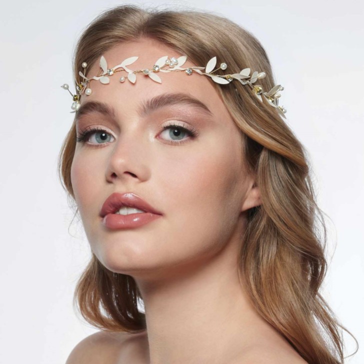 Fascia boho da sposa Gaia in foglia d'oro