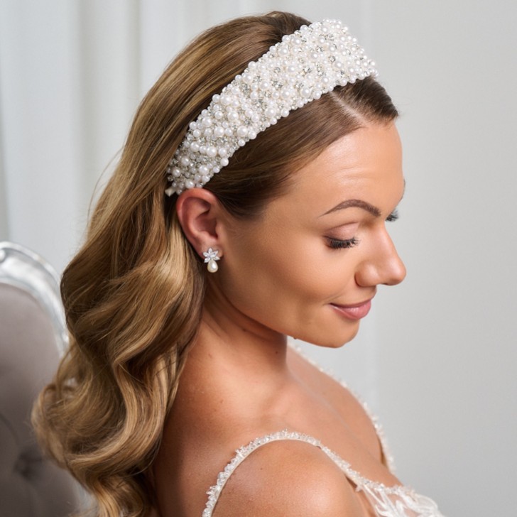 Fascia per capelli con perle e cristalli Laila Statement