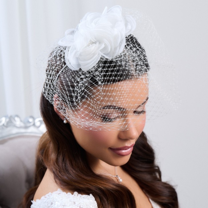 Felicity Ivory Floral Birdcage Veil (voile de cage à oiseaux)