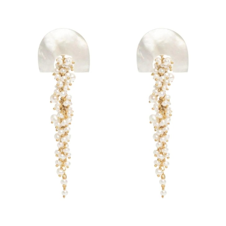 Freya Rose Hakuro Boucles d'oreilles longues en nacre d'or