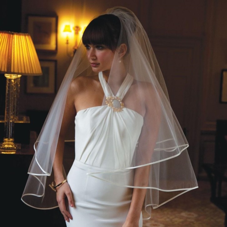 Grenada Two Tier Narrow Satin Edge Veil