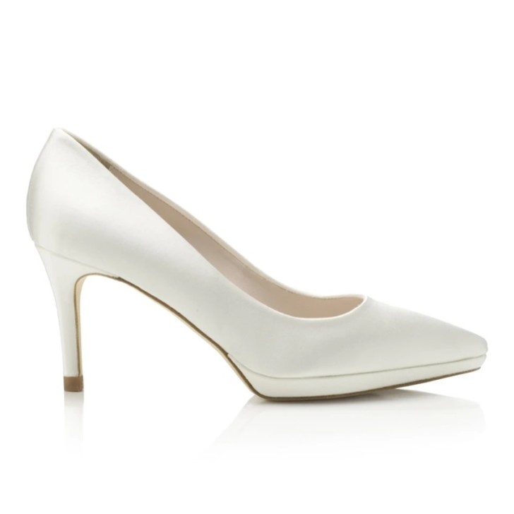 Harriet Wilde Escarpins à plateforme en satin Joanie Mid Ivory