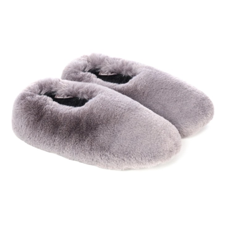 Helen Moore Grey Faux Fur Slippers