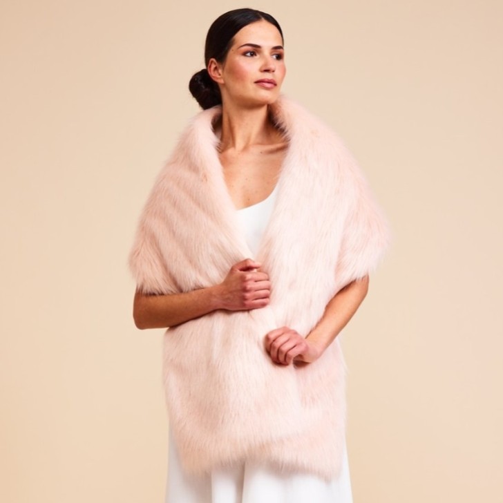 Helen Moore Étole longue en fausse fourrure Blush