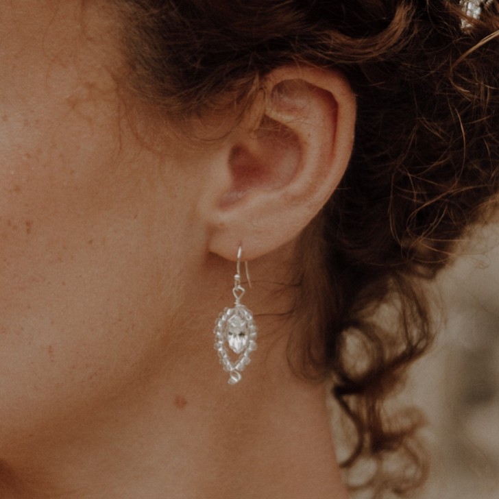 Hermione Harbutt Catherine Crystal Leaf Drop Earrings