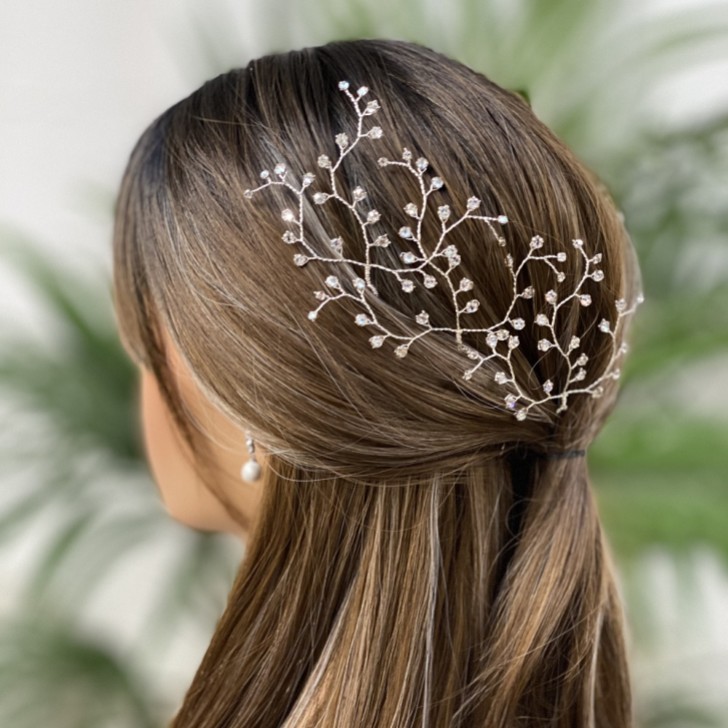 Hermione Harbutt Spille per capelli da sposa in cristallo Swarovski Dewdrop