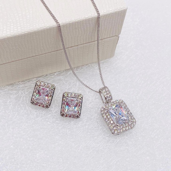 Ivory and Co Art Deco Rectangular Crystal Jewelry Set