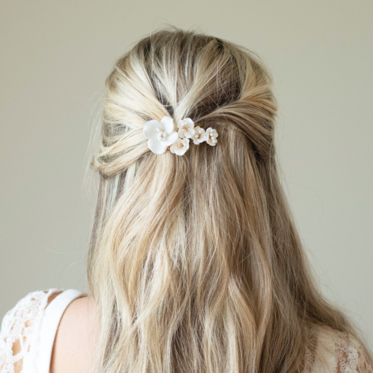 Ivory and Co Barrette à cheveux or avec fleur en céramique Tigerlily