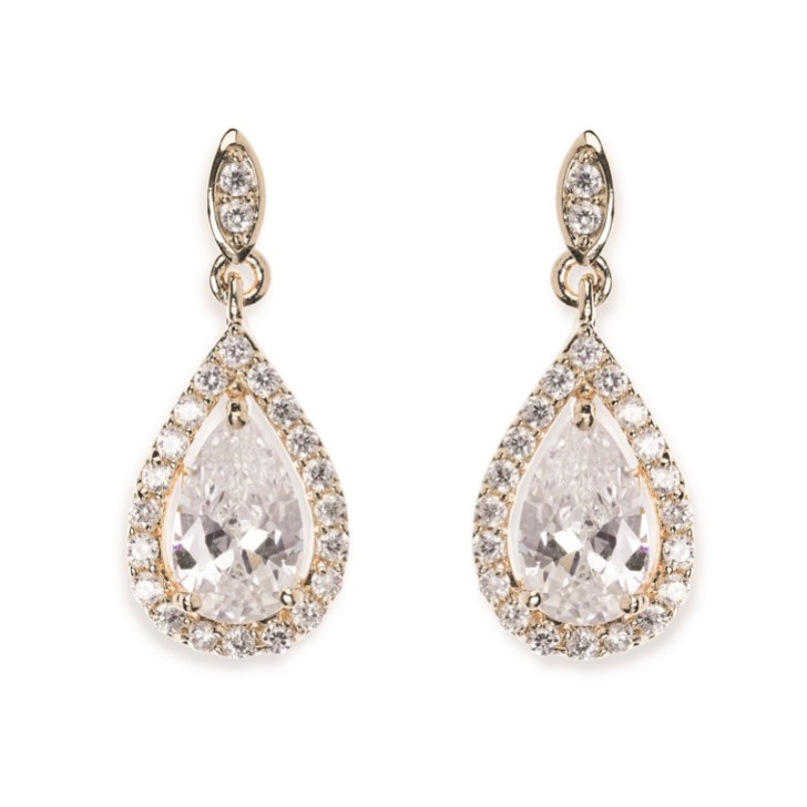 Ivory and Co Belmont Crystal Drop Wedding Earrings (Gold)