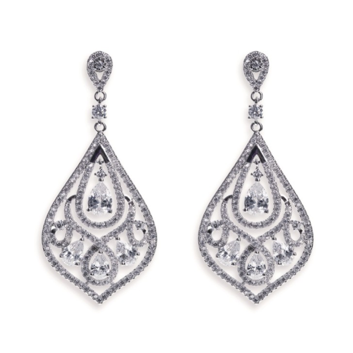 Ivory and Co Boucles d'oreilles Chinatown Art Deco avec chandelier en cristal