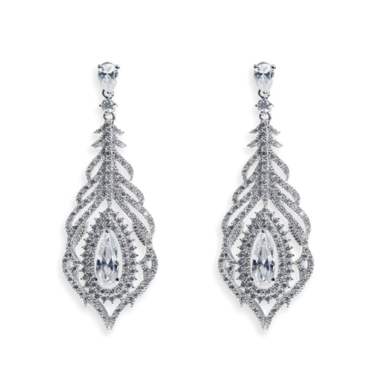 Ivory and Co Boucles d'oreilles mariage Cafe Royale en plumes de cristal