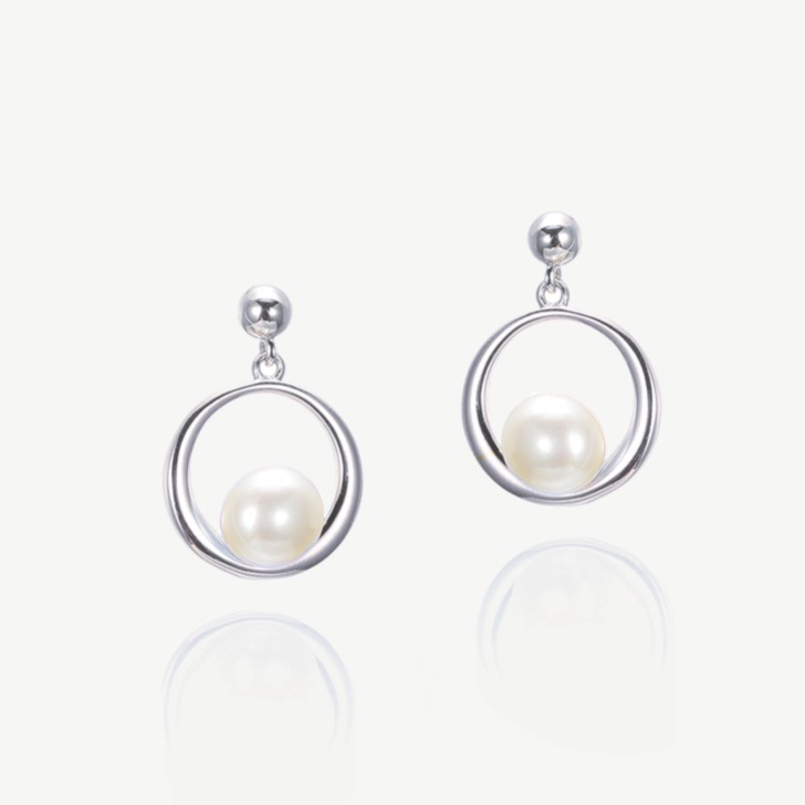 Ivory and Co Boucles d'oreilles perles suspendues en argent de Memphis