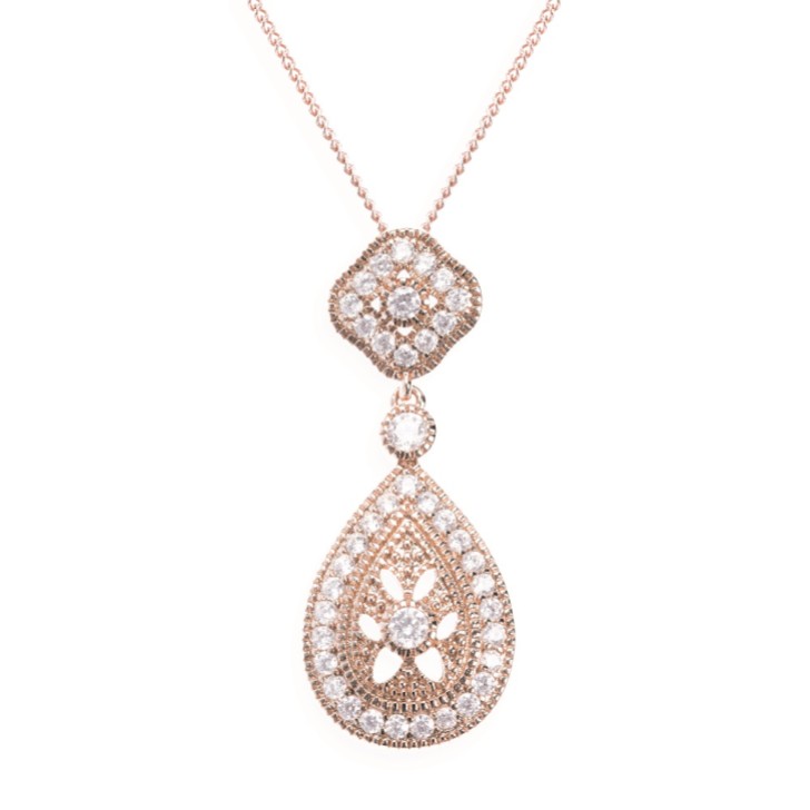 Ivory and Co Collier à pendentifs en cristal or rose Moonstruck