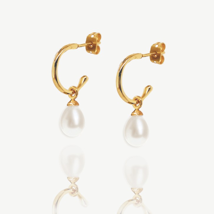 Ivory and Co Harrow Gold Pearl Hoop Earrings