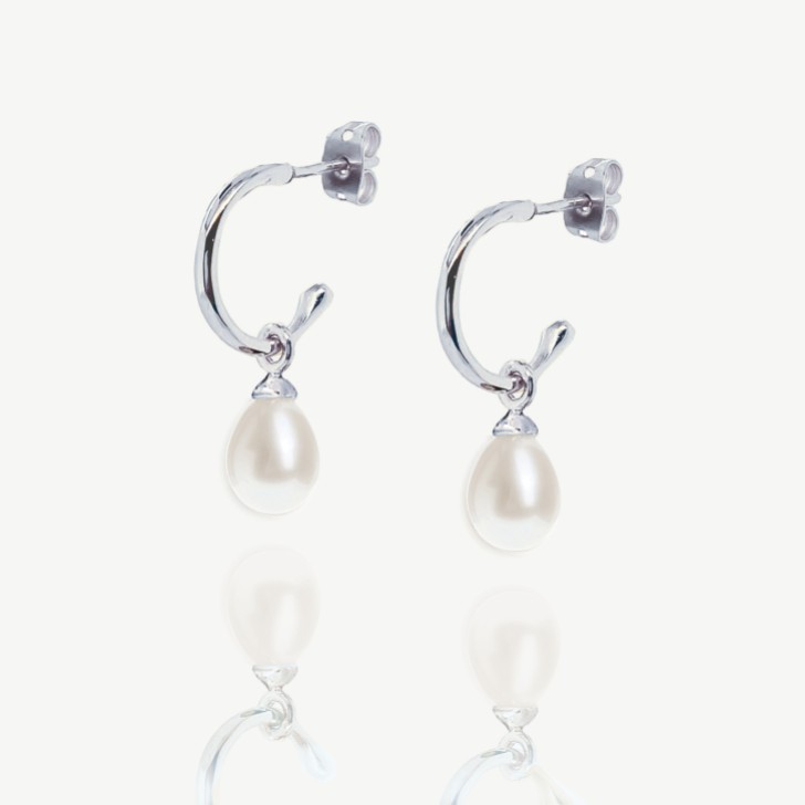 Ivory and Co Harrow Silver Pearl Hoop Earrings