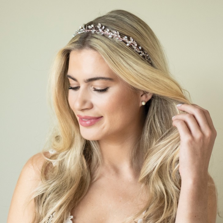 Ivory and Co Moonshine Rose Gold Pearl and Crystal Headband