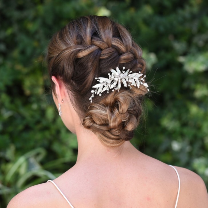 Ivory and Co Nieva - Pince à cheveux en forme de feuilles émaillées avec des perles et des brins de cristal