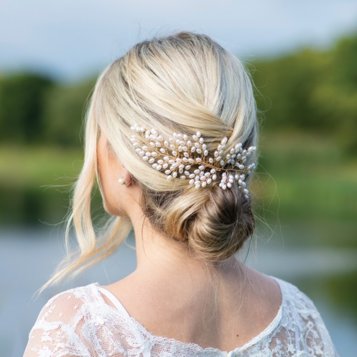 Ivory and Co Peigne à cheveux de mariage en perles Golden Seaspray