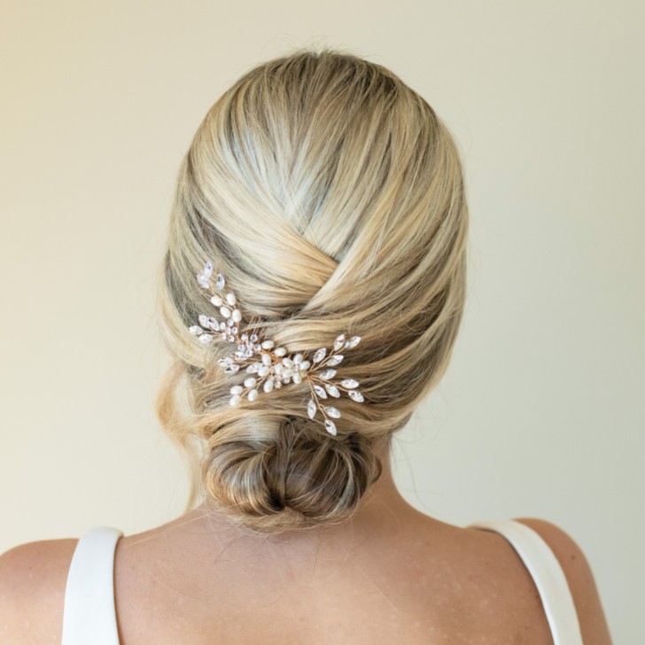 Ivory and Co Peigne à cheveux en cristal et perles Golden Shimmer Dainty