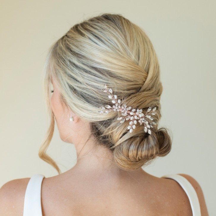 Ivory and Co Rose Gold Shimmer Dainty Crystal and Pearl Hair Comb