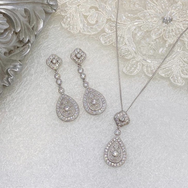 Ivory and Co Set di gioielli da sposa in cristallo d'argento Moonstruck