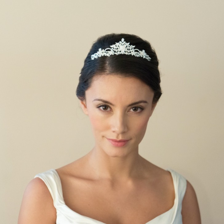 Ivory and Co Tiara da sposa floreale in cristallo Stephanie