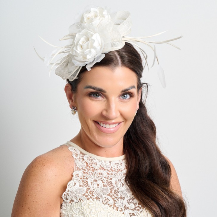 Ivory Floral Feather Wedding Fascinator