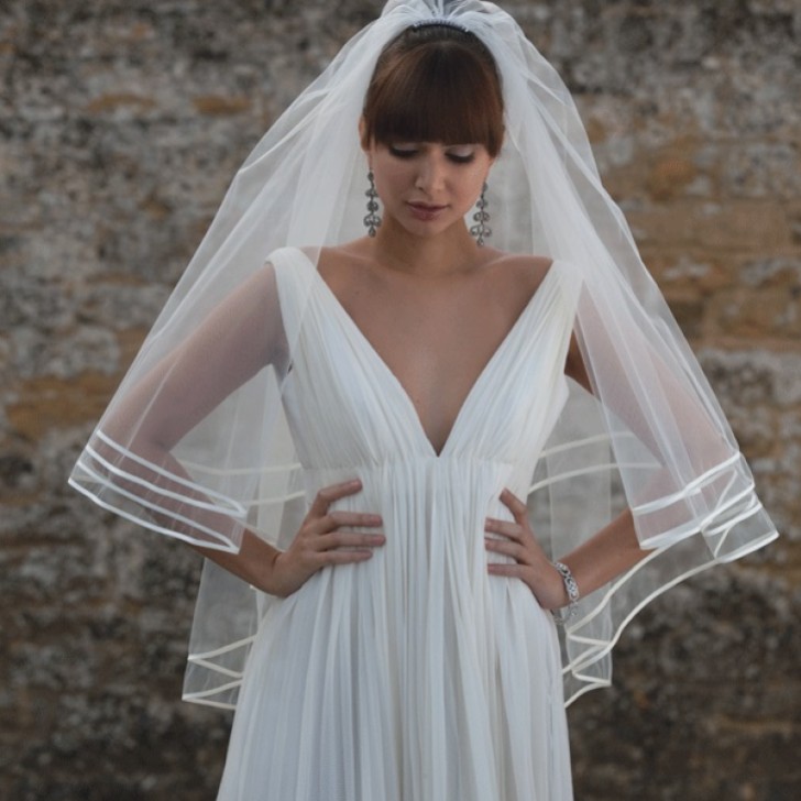 Joyce Jackson Barbados Double Row Satin Edge Veil (voile à double rangée de bords en satin)