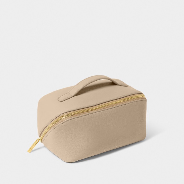 Katie Loxton Borsa media per il trucco e il bucato color taupe chiaro