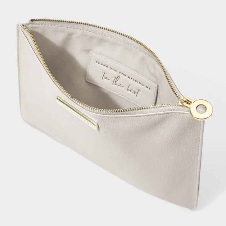 Katie Loxton custodia grigia con cristallo di rocca 'Thank You For Helping Me Tie The Knot'