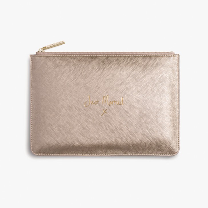 Katie Loxton 'Just Married' Metallic Gold Perfect Pouch