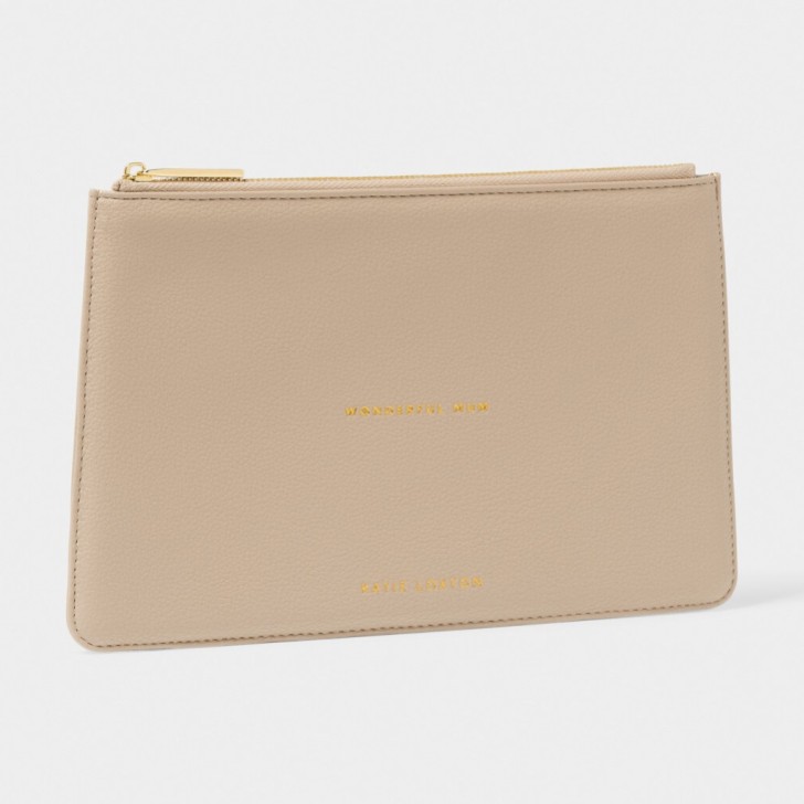 Katie Loxton pochette de sentiments 'Wonderful Mum' en taupe clair