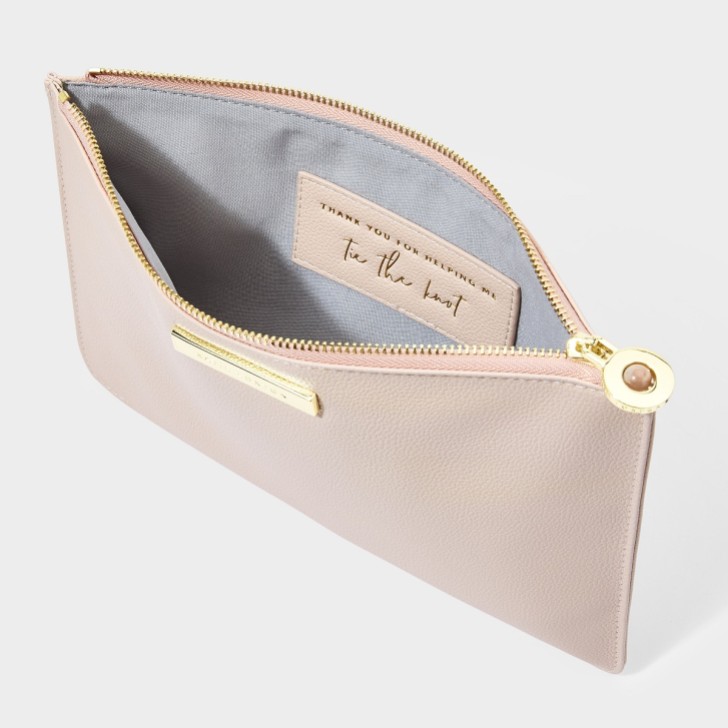 Katie Loxton pochette rose avec quartz rose 'Thank You For Helping Me Tie The Knot