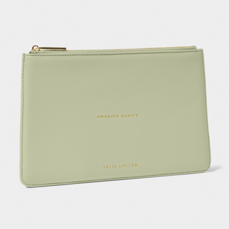 Katie Loxton pochette à Sentiments 'Amazing Auntie' Vert Sauge