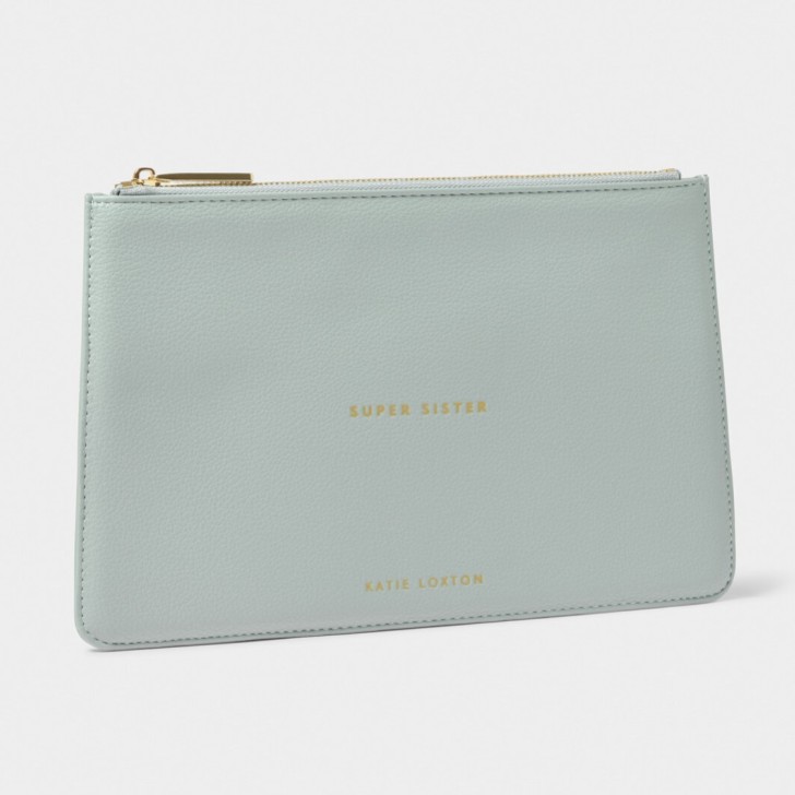 Katie Loxton pochette à Sentiments 'Super Sister' Bleu Oeuf de Canard