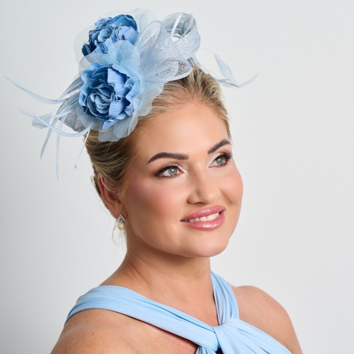 Light Blue Floral Feather Wedding Fascinator