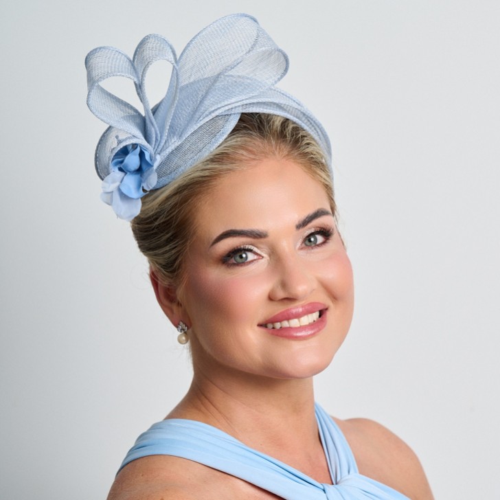 Light Blue Simple Side Pleat Sinamay Wedding Fascinator